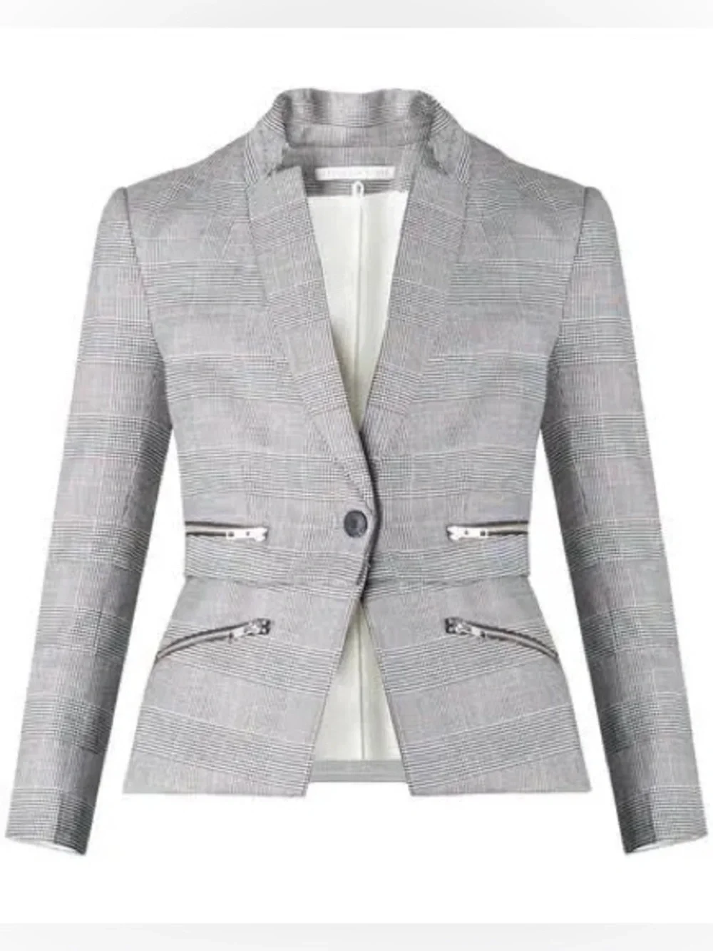 Veronica Beard Dickey Paloma Zip Plaid Blazer Jacket 0 Luxury Chic Business Boss - Picture 3 of 13